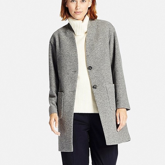 collarless wool coat
